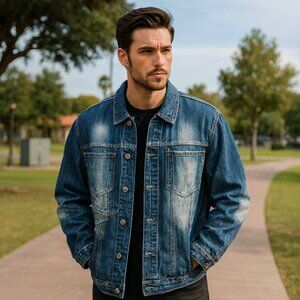 Southpole Jean Jacket Vintage 90s Signature Series Denim Trucker Mens Size XL